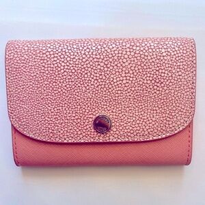 Michael Kors Pink grained Leather Wallet with removable Card holder insert